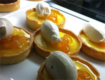 Lemon Tarts with candied kumquats