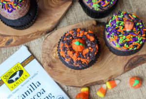 Halloween Cupcakes with Vanilla Cocoa Frosting