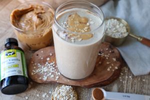Vanilla Peanut Butter Smoothie Made with Alcohol-Free Vanilla from Singing Dog Vanilla