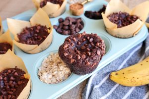 Vegan Double chocolate banana muffins