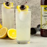 Vanilla Tom Collins made with all natural vanilla syrup from Singing Dog Vanilla