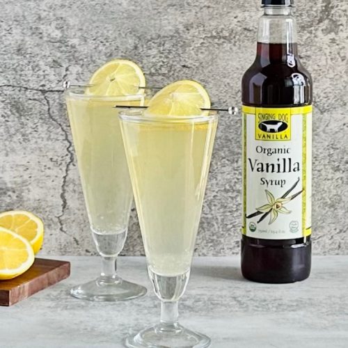 Vanilla French 75 made with quality ingredients like Organic vanilla syrup from Singing Dog Vanilla